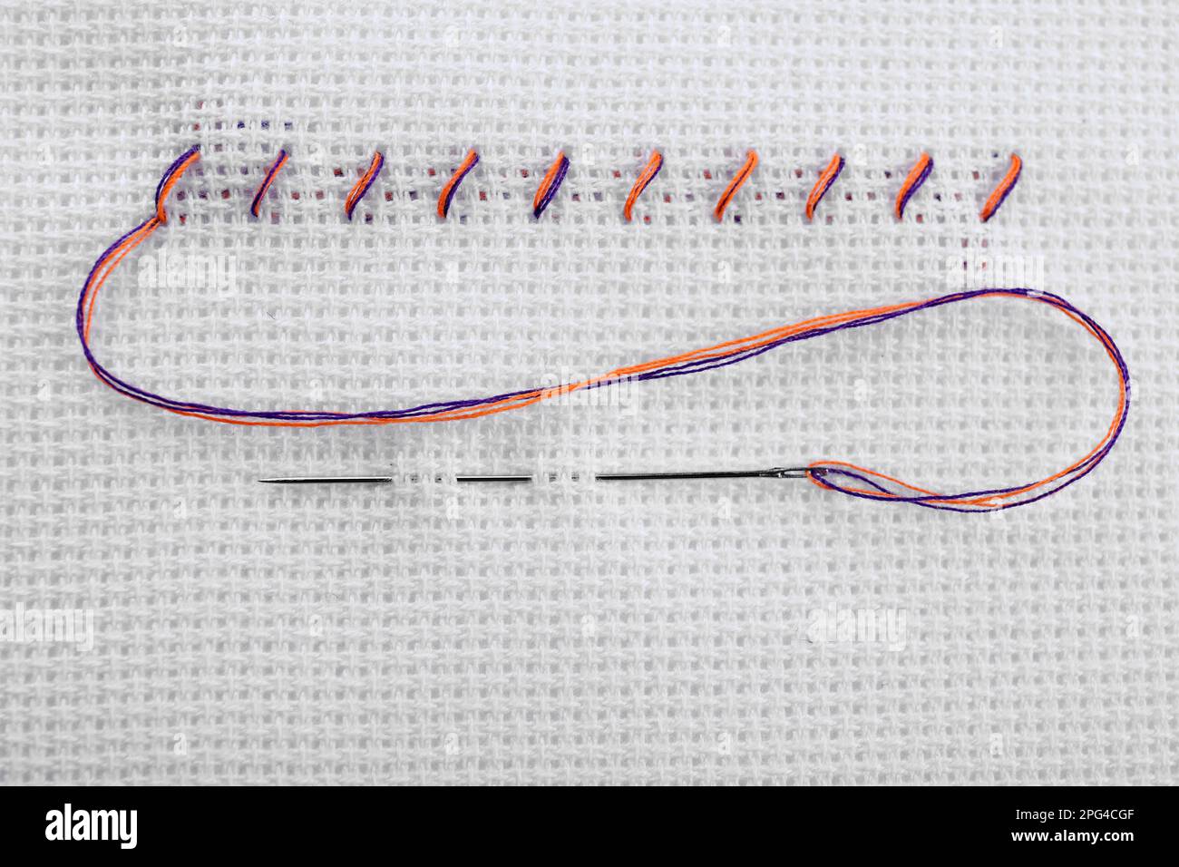 Some Embroidery Stitches on the Canvas Stock Image - Image of stitch,  handmade: 76097599