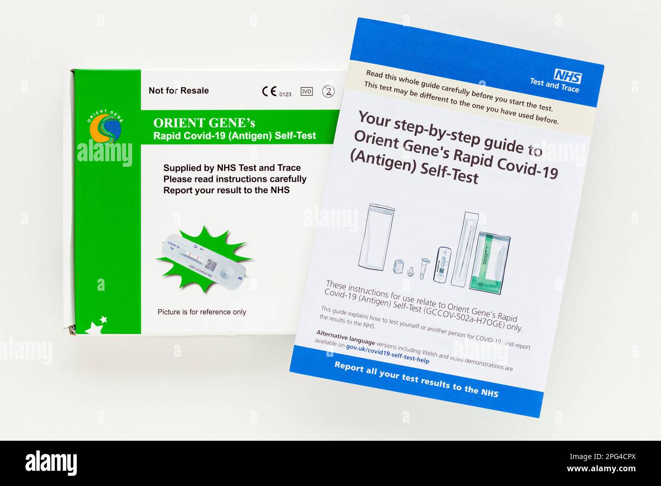 Covid 19 Lateral Flow Test kit and NHS Instruction Guide, Scotland, UK