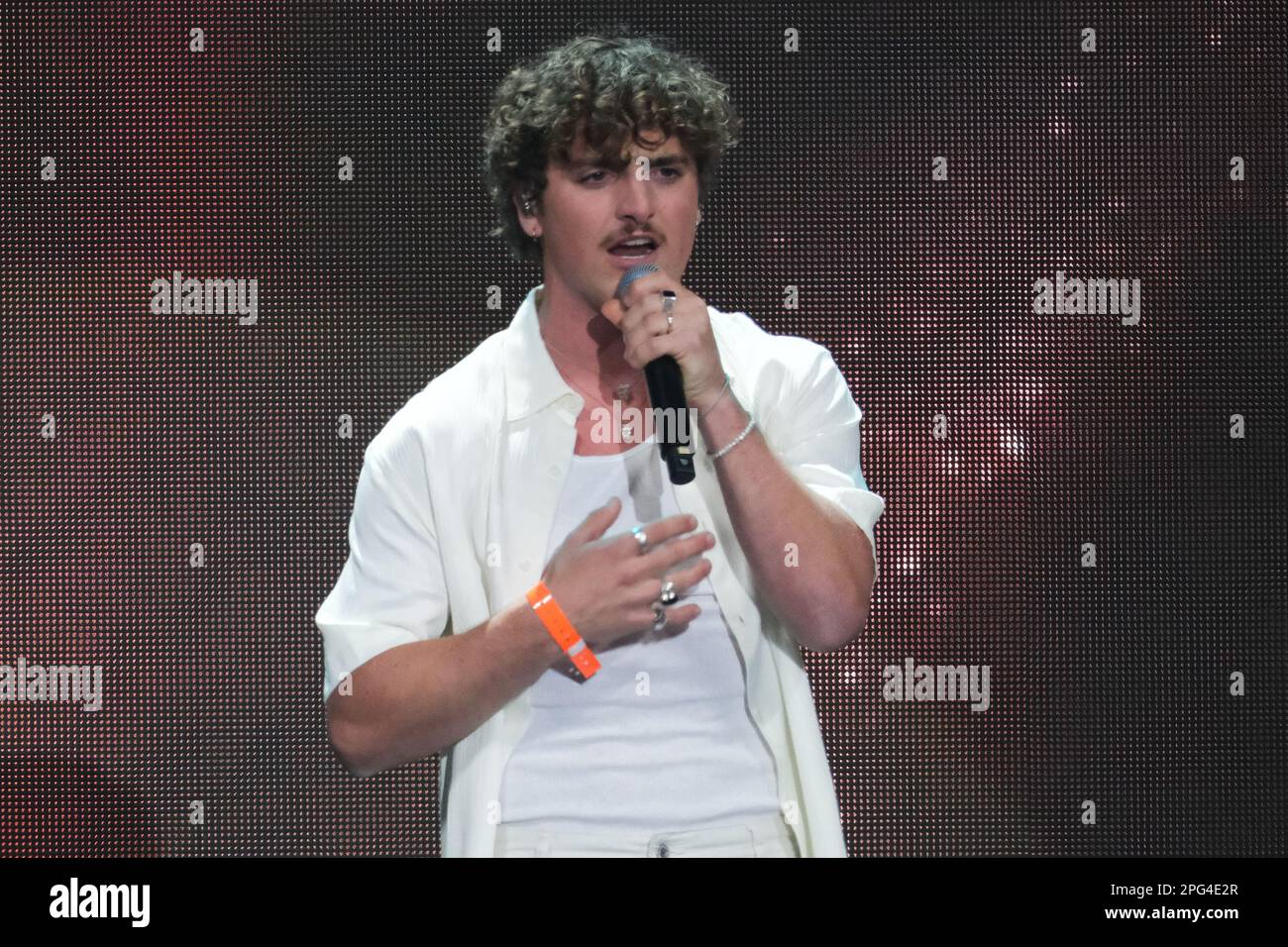 Madrid, Spain. 18th Mar, 2023. Singer Benson Boone performs during the Cadena 100 festival at the Wizcenter in Madrid. (Photo by Atilano Garcia/SOPA Images/Sipa USA) Credit: Sipa USA/Alamy Live News Stock Photo