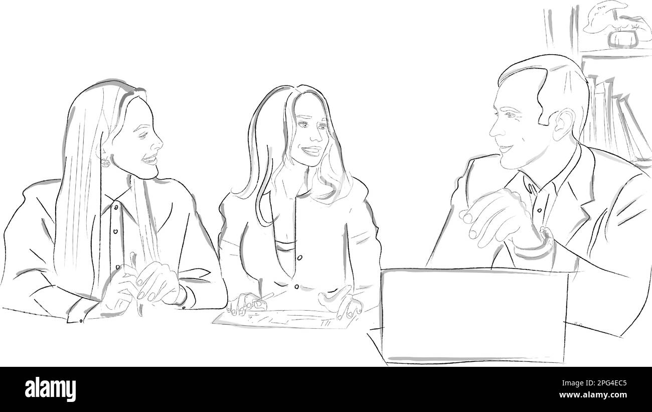 Team working on a project in the office. Vector illustration Stock Vector