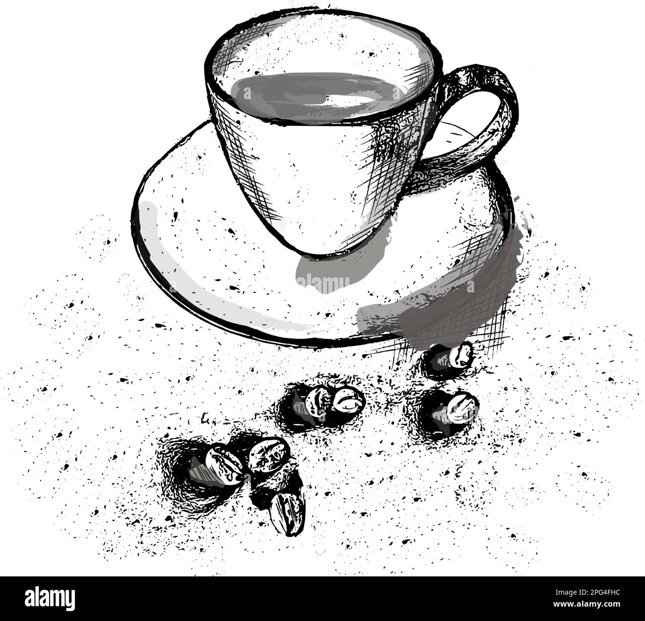 Coffee cup and beans vintage retro style vector Stock Vector Image ...