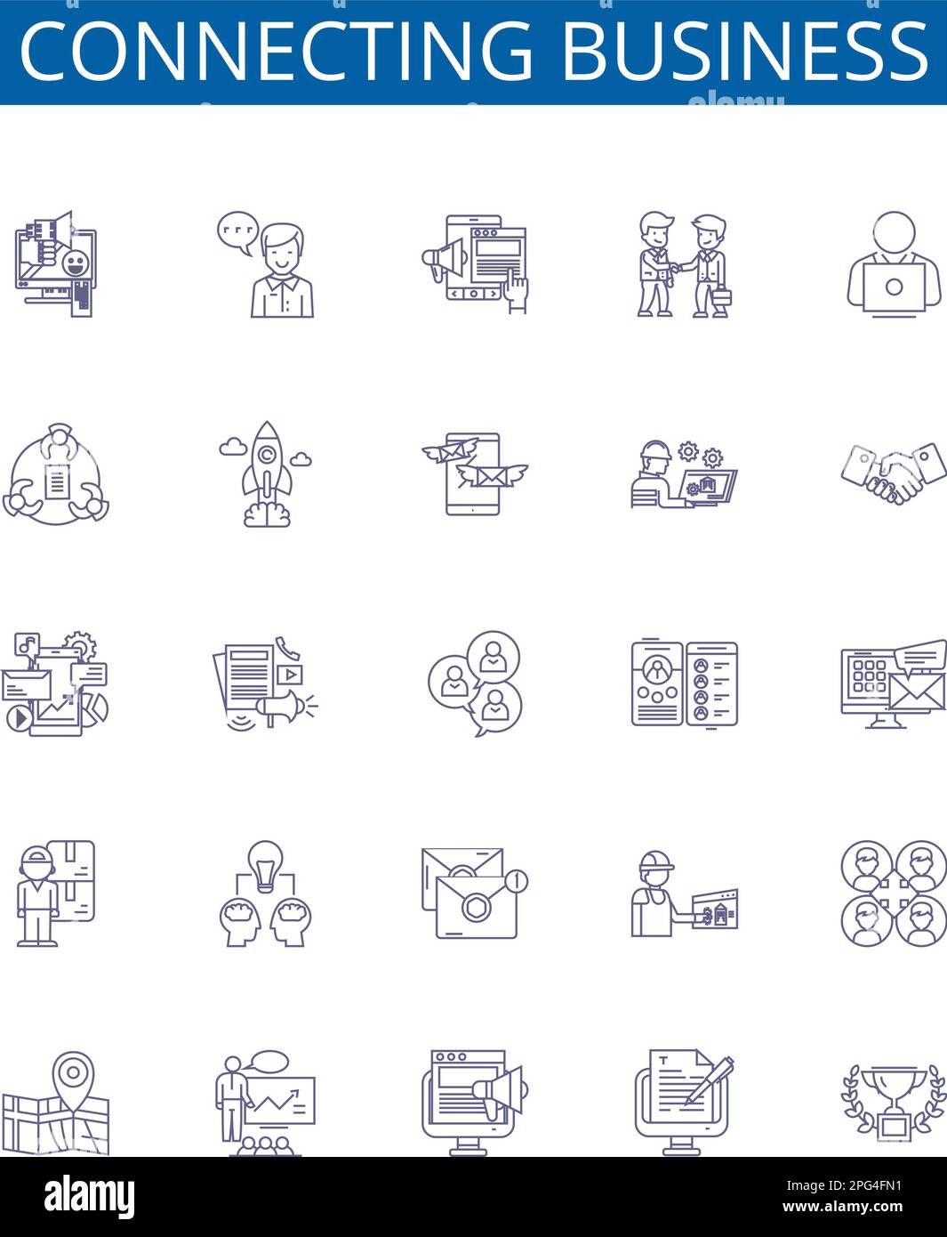 Connecting business line icons signs set. Design collection of