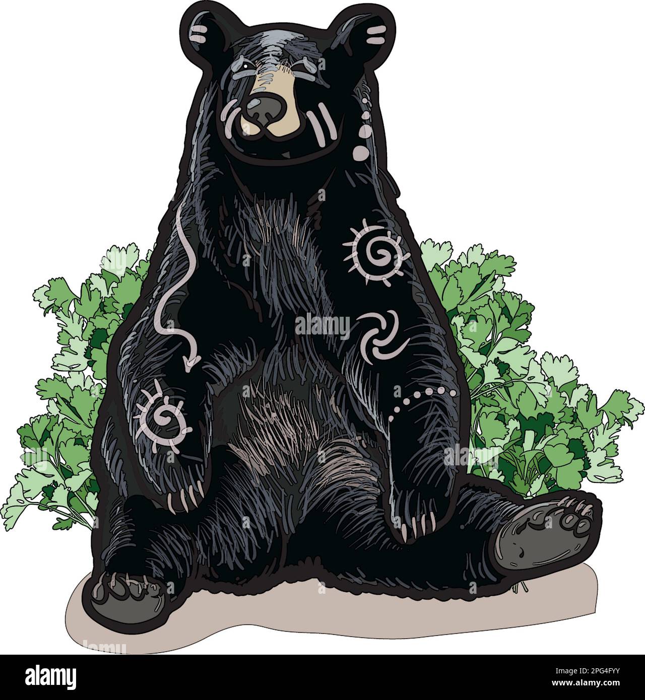 Art illustration of a black bear, spirit animal, spirit bear, totem animal. The spirit bear was invoked in ancient times by warriors from many regions Stock Photo
