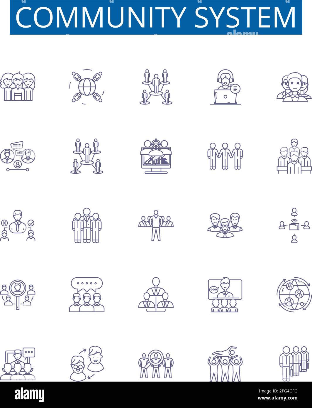 Community system line icons signs set. Design collection of Social, Network, Relationships