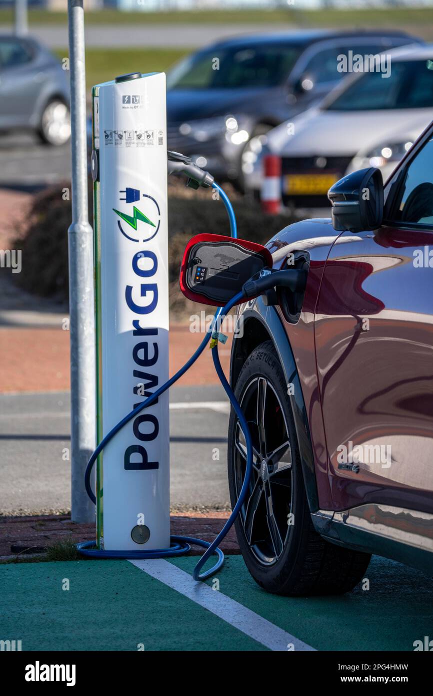 Electric car fast charging station, of the Dutch provider PowerGo, in