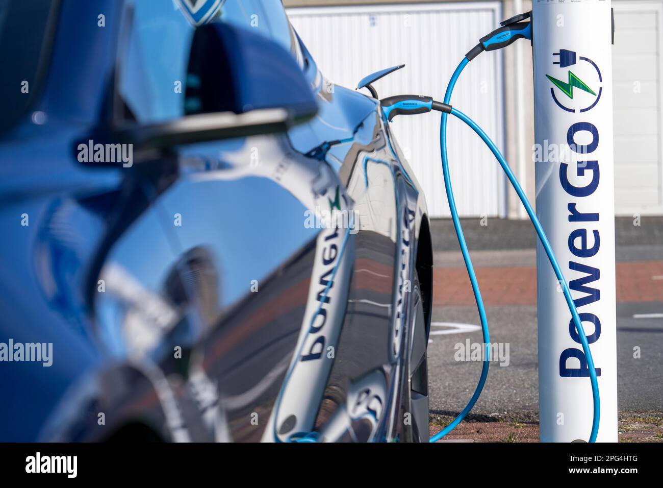 Electric car fast charging station, of the Dutch provider PowerGo, in