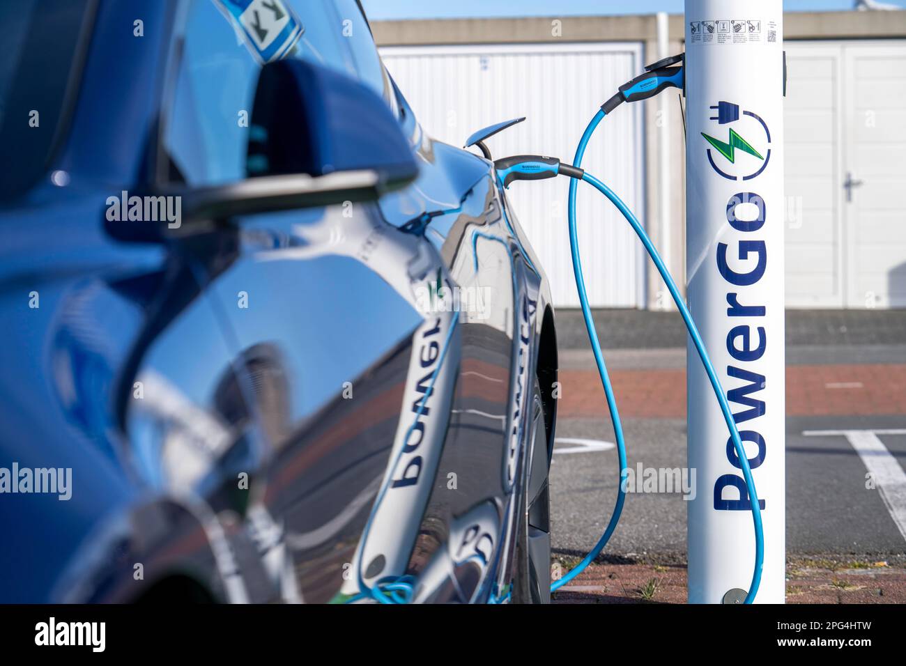 Electric car fast charging station, of the Dutch provider PowerGo, in