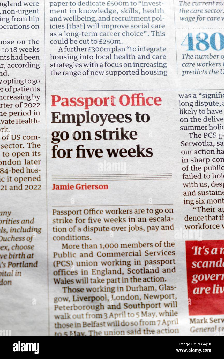 'Passport Office Employees to go on strike for five weeks' Guardian