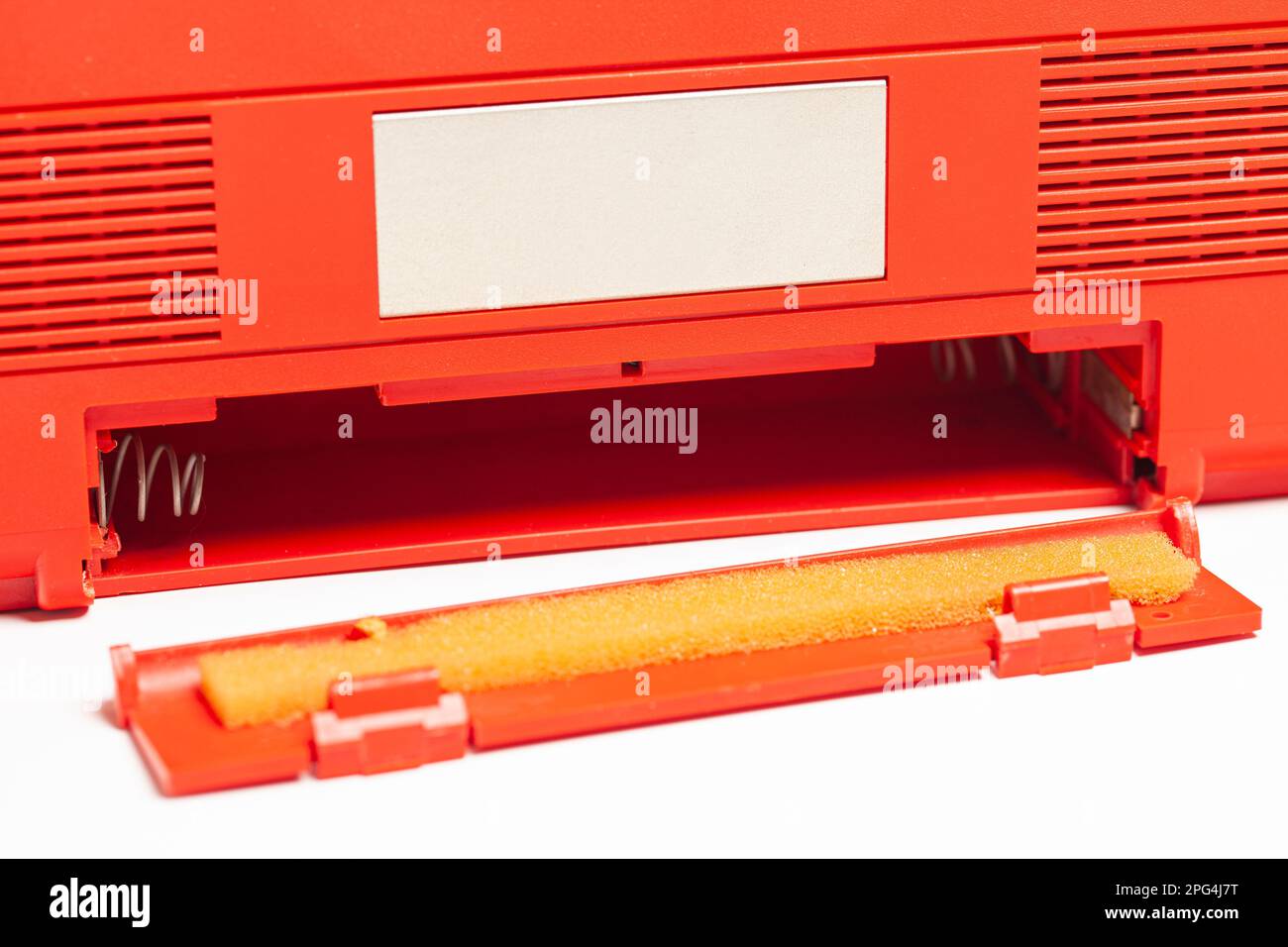 The back of Retro portable stereo cassette recorder Stock Photo - Alamy