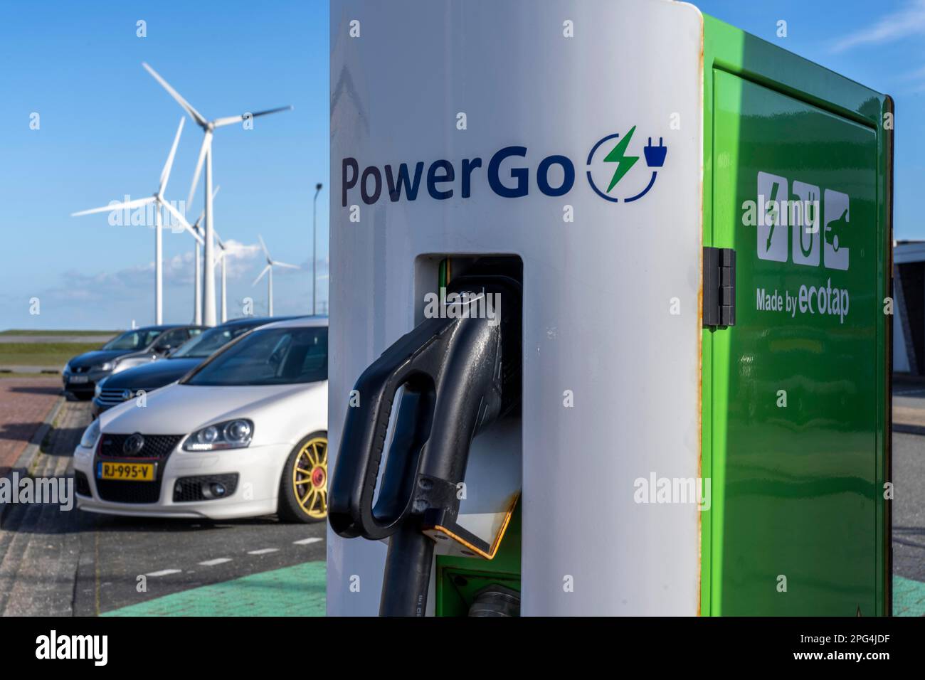 Electric car fast charging station, of the Dutch provider PowerGo, in