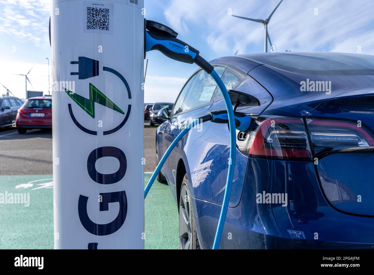 Electric car fast charging station, of the Dutch provider PowerGo, in