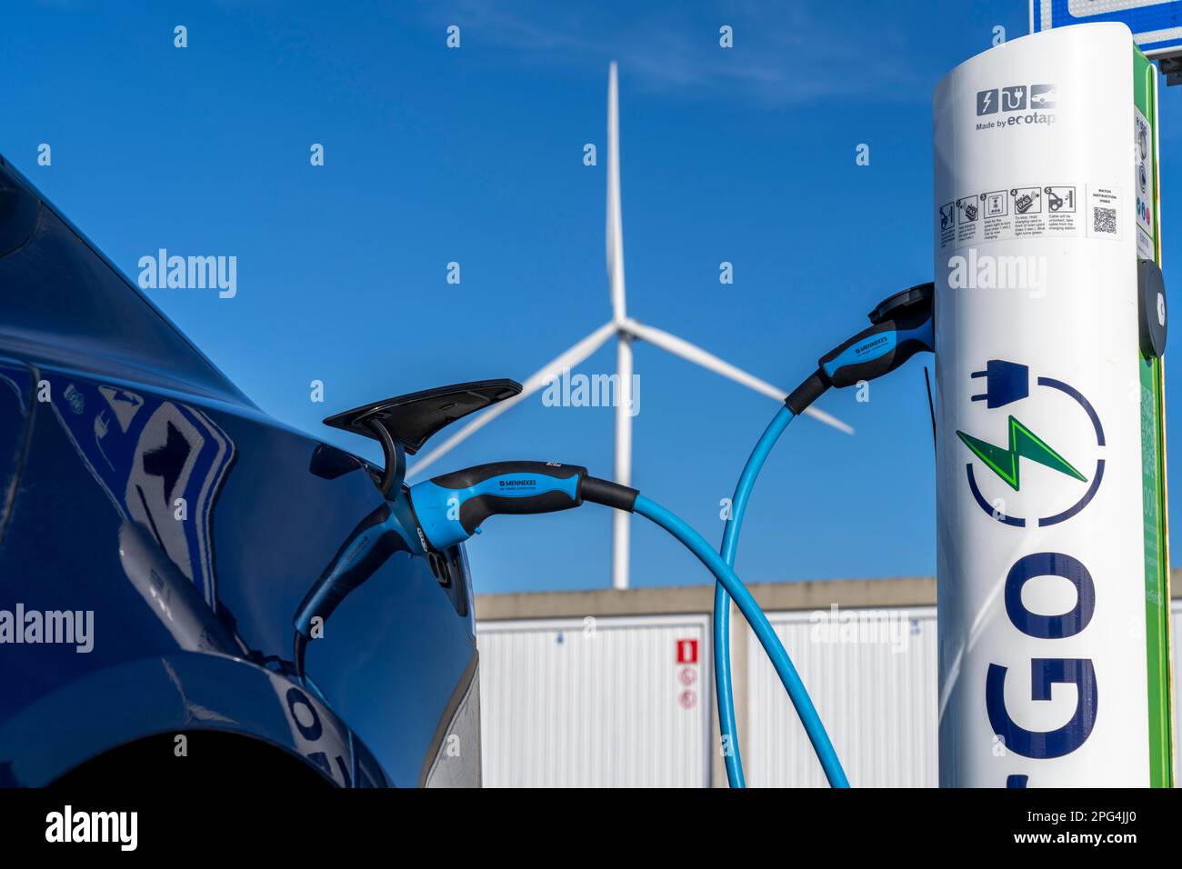 Electric car fast charging station, of the Dutch provider PowerGo, in