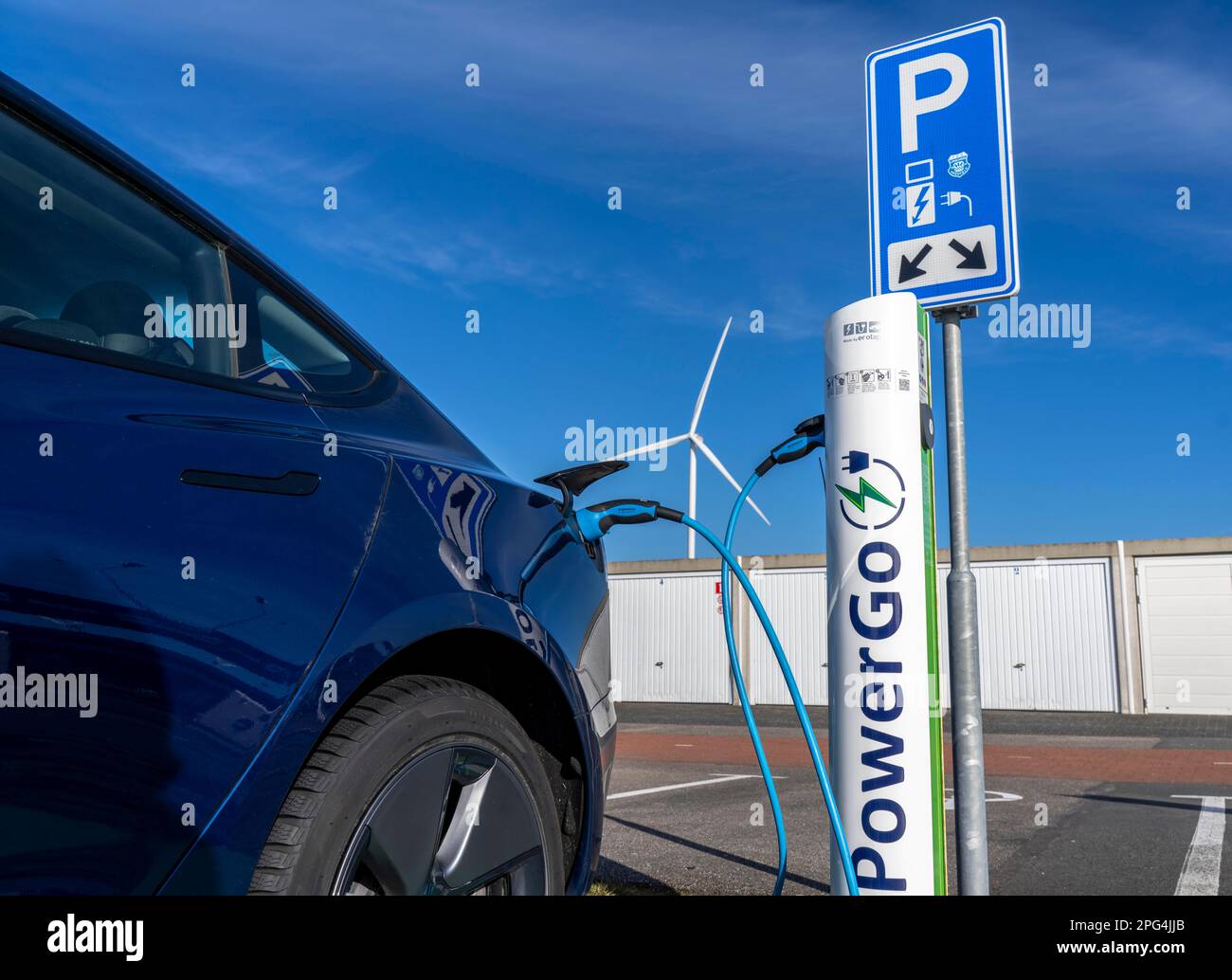 Electric car fast charging station, of the Dutch provider PowerGo, in