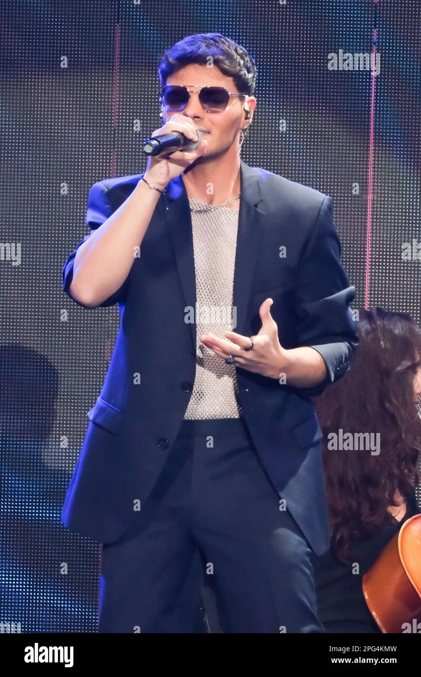 Madrid, Spain. 18th Mar, 2023. Singer Abraham Mateo performs during the Cadena 100 festival at the Wizcenter in Madrid. (Photo by Atilano Garcia/SOPA Images/Sipa USA) Credit: Sipa USA/Alamy Live News Stock Photo
