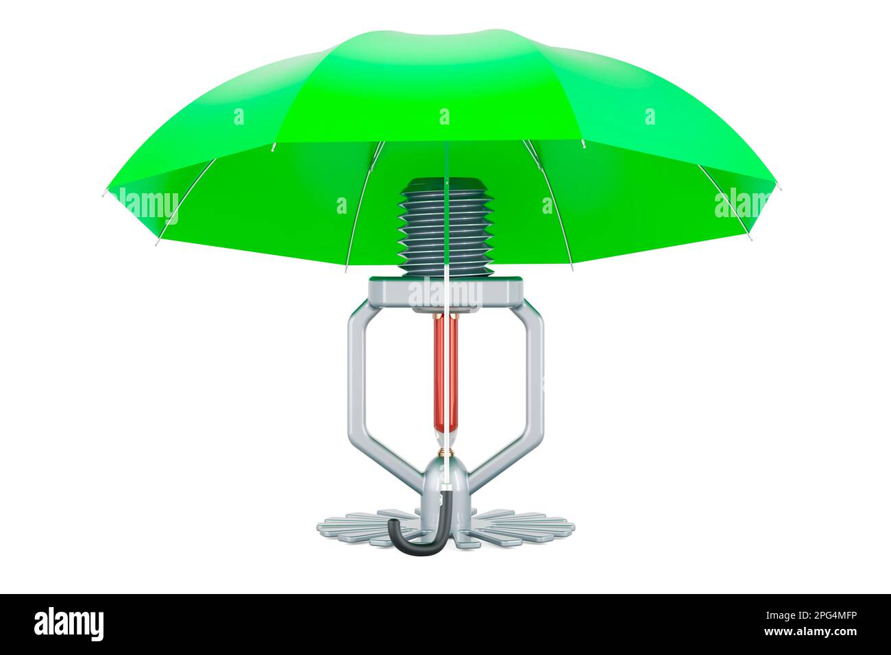 Fire Sprinkler under umbrella. 3D rendering isolated on white ...