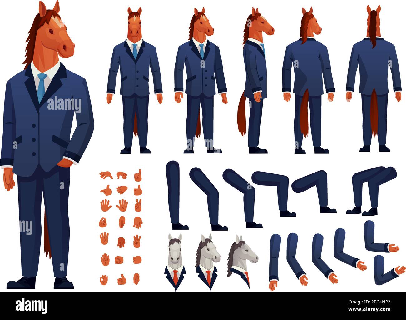 Horse man character. Anthropomorphic horses body construction, businessman animal in strict