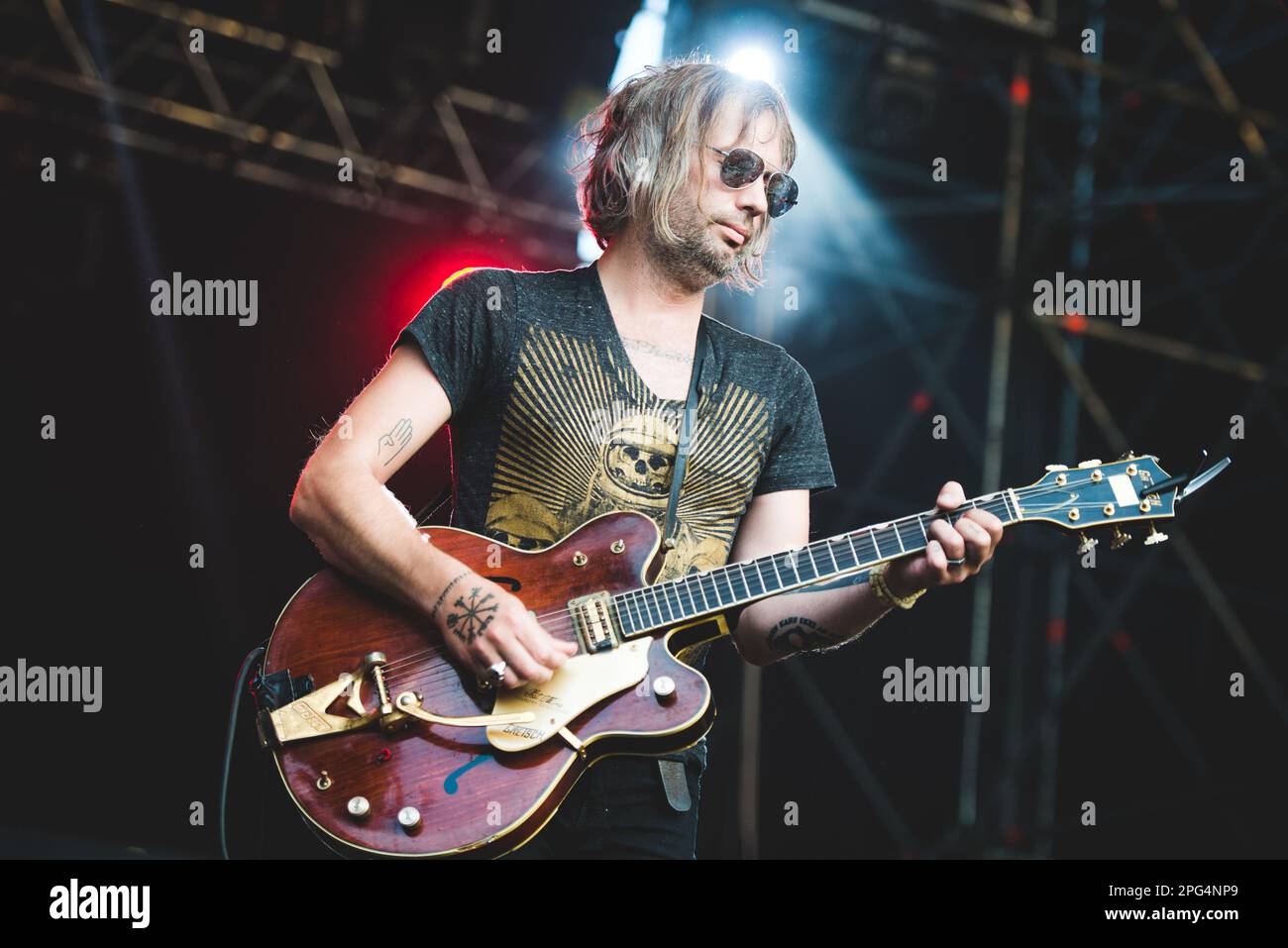 TODAYS Festival, TURIN, ITALY: Ryan Van Kriedt, of the American psychedelic rock band called “The The Brian Jonestown Massacre” (BJM) performing live on stage at the Todays Festival held in Torino. Stock Photo