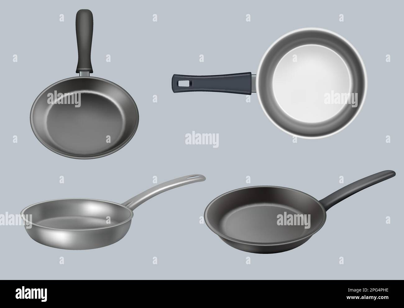 Frying pan. Realistic kitchen utensil for preparing fry products for
