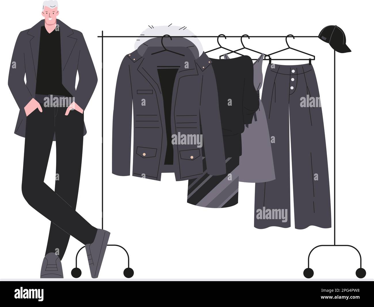 Man clothes and accessories collection - fashion wardrobe - vector