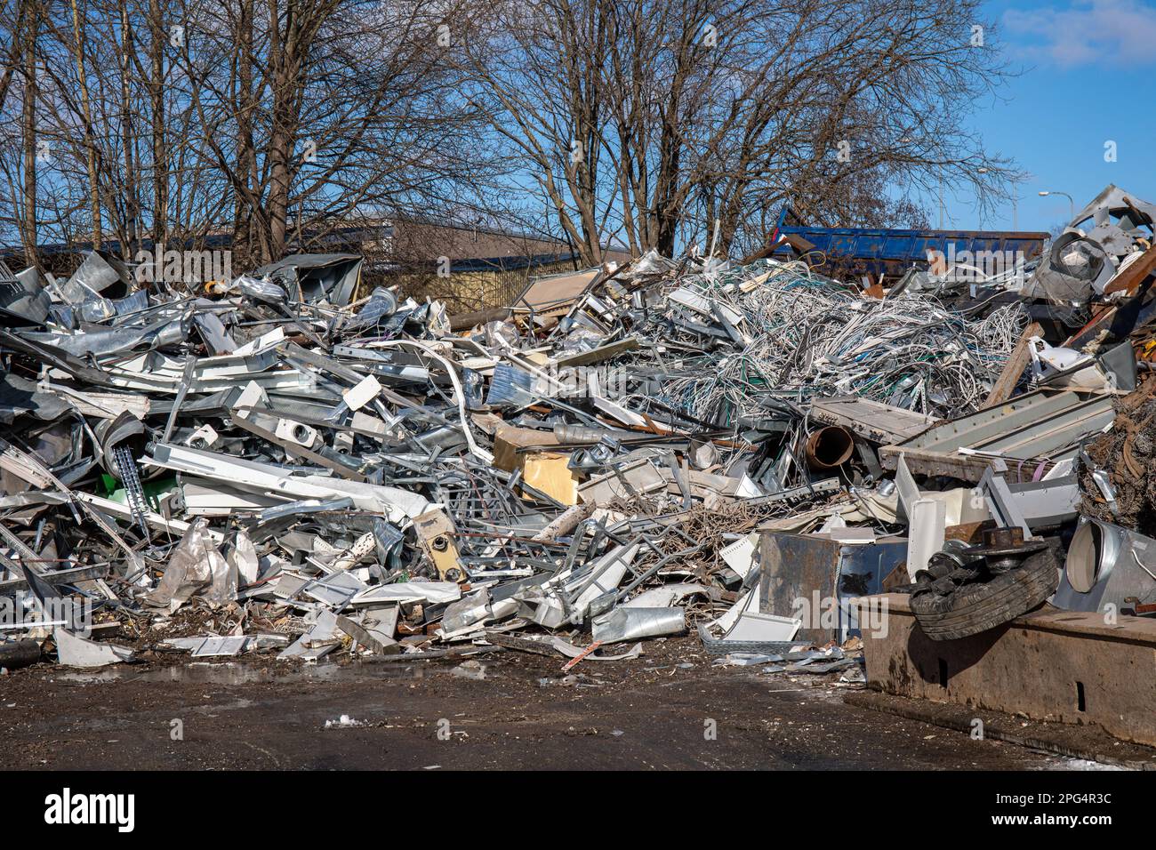 Pile of scrap metal for recycling in Kyläsaari district of Helsinki, Finland Stock Photo