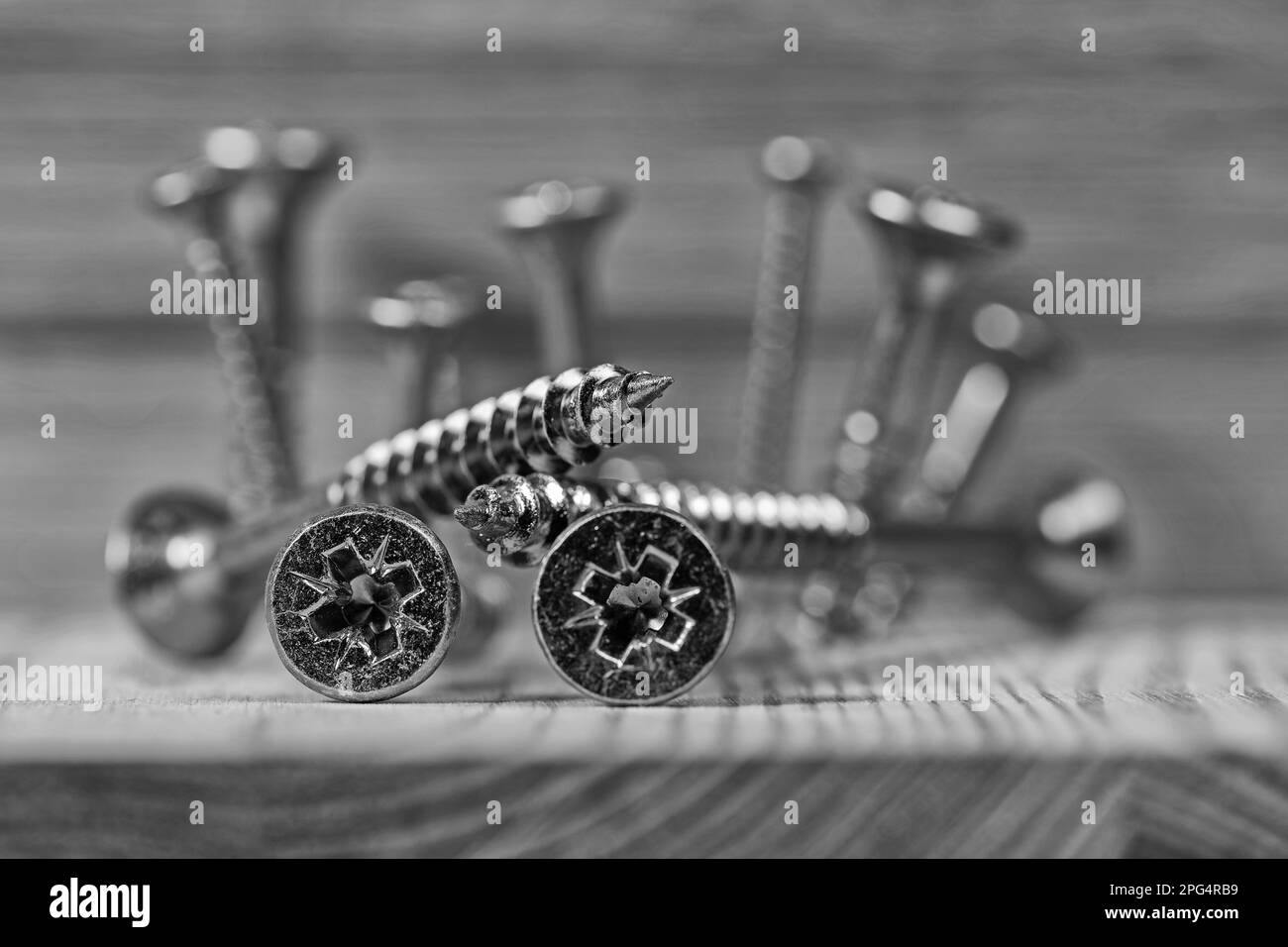 Galvanized wood screws in a closeup Stock Photo Alamy