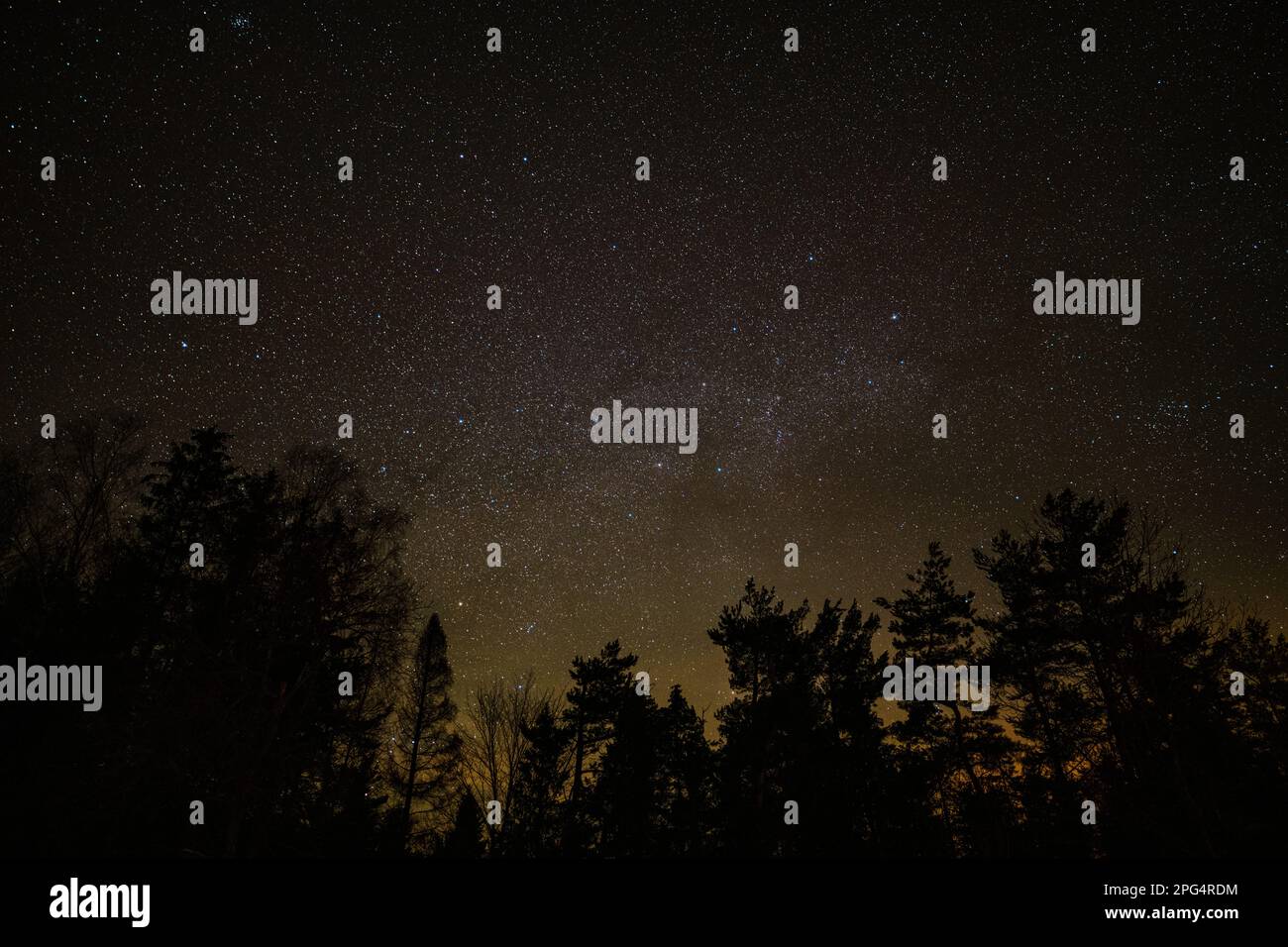 Sky full of stars over the mountains. No light pollution. Dark sky park. Bieszczady Mountains, Poland. Stock Photo