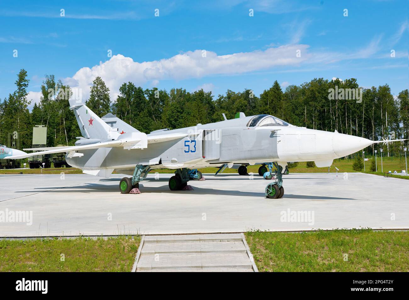 PARK PATRIOT, KUBINKA, MOSCOW REGION, RUSSIA - July 11, 2017: Sukhoi Su-24 supersonic, all-weather attack aircraft Stock Photo