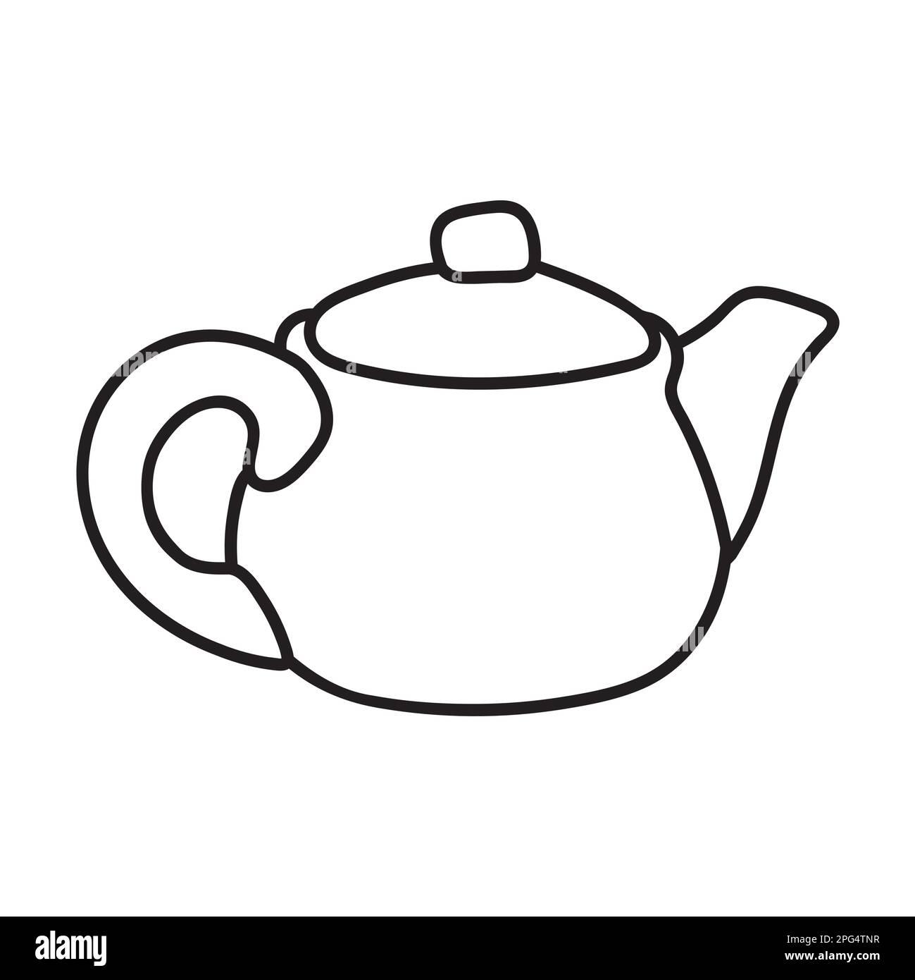 BLACK LINE FREEHAND DRAWN CERAMIC TEAPOT, KETTLE ISOLATED Stock Vector