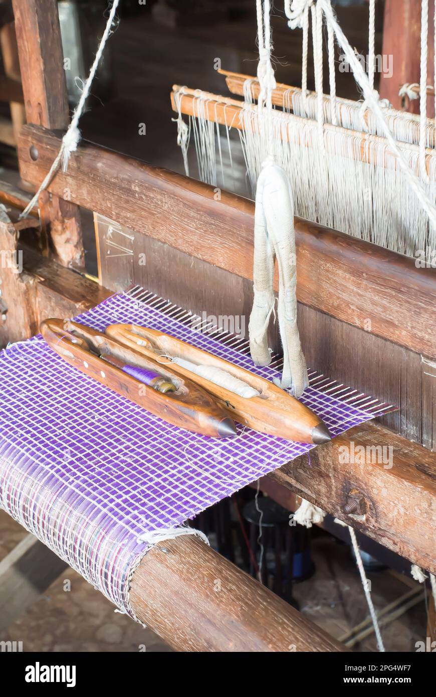 Close Up Weaving Process Stock Photo Alamy
