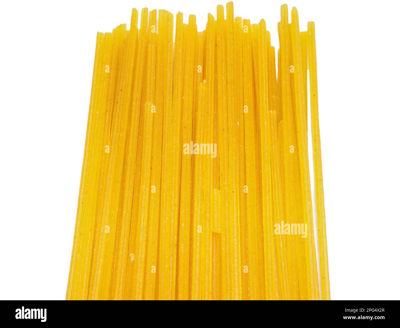 Corn spaghetti isolated on white background Stock Photo