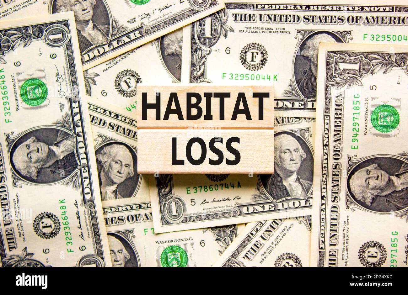 Habitat loss symbol. Concept words Habitat loss on wooden block. Beautiful background from