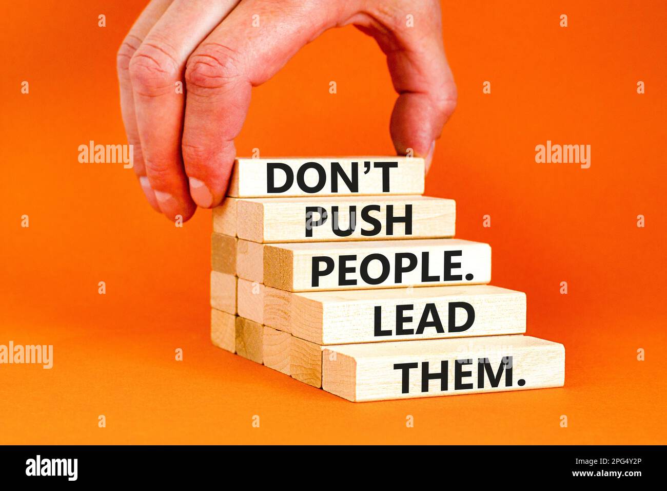 Push or lead people symbol. Concept words Do not push people lead them