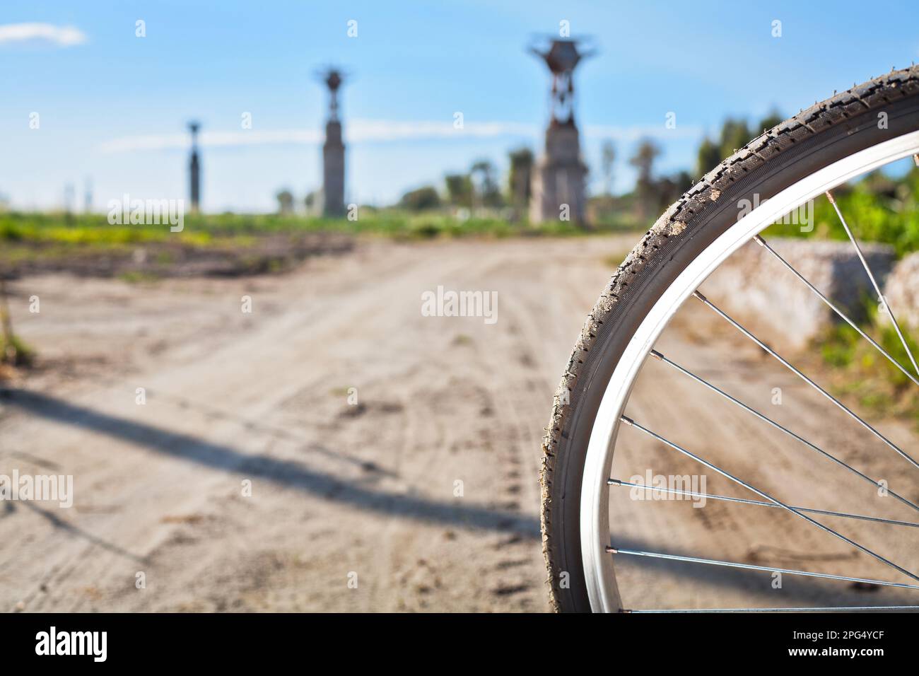 wheel road bike on the ground with sunlight Stock Photo - Alamy