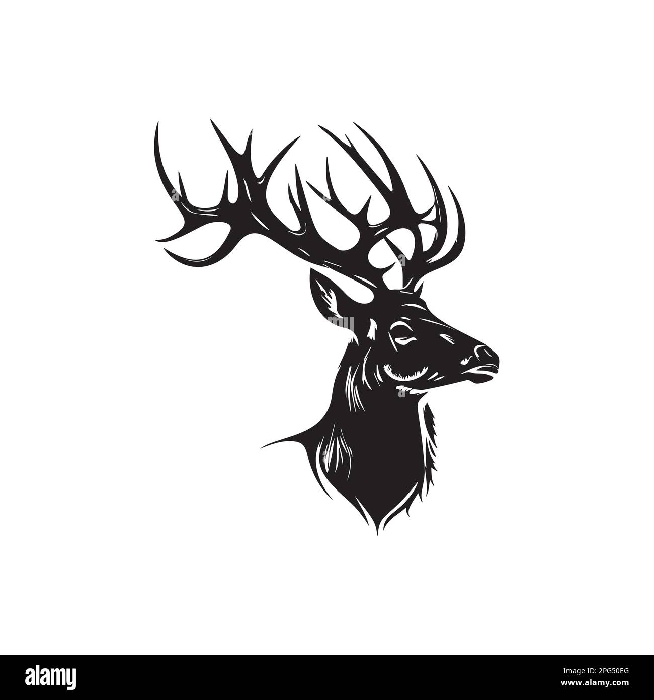 Buck Deer Logo, Awesome & Simple Vector of Buck Deer, Great for your Hunting Logo, Decal & Stickers. EPS 10 Stock Vector