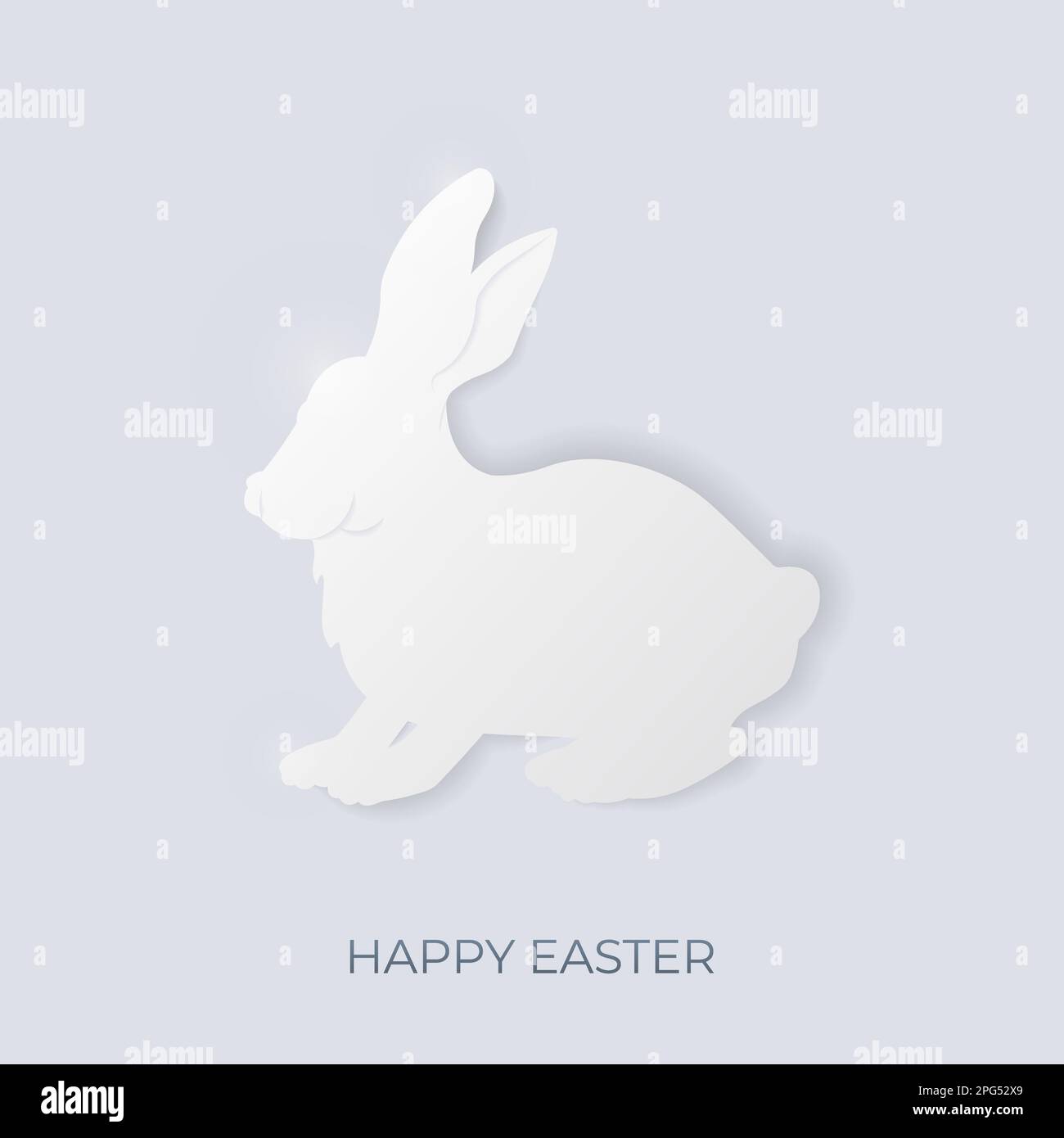 Happy Easter banner with bunny in minimalistic style. Stock Vector