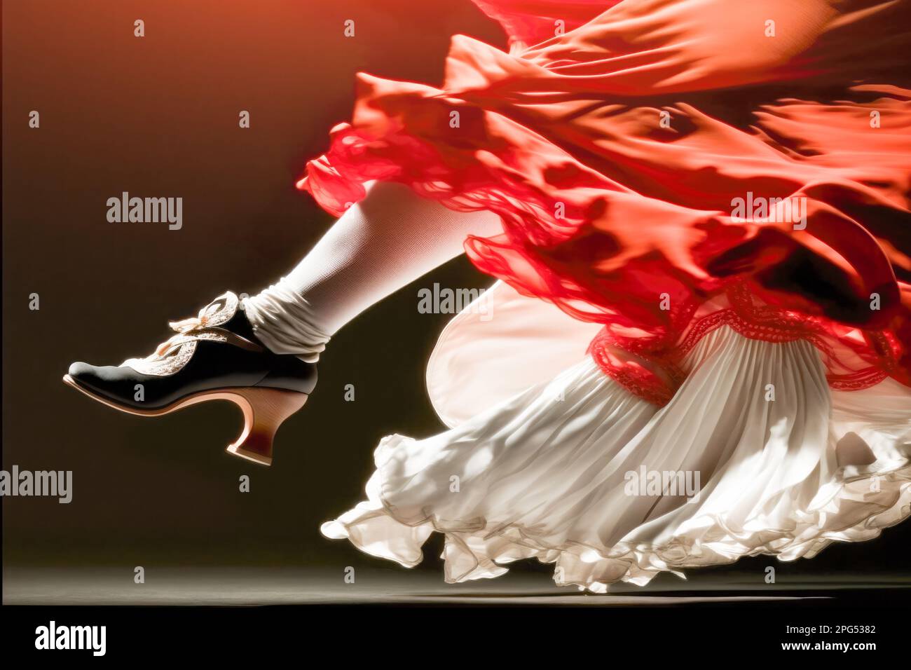 dramatic and passionate movements of a flamenco dancer legs and shoes
