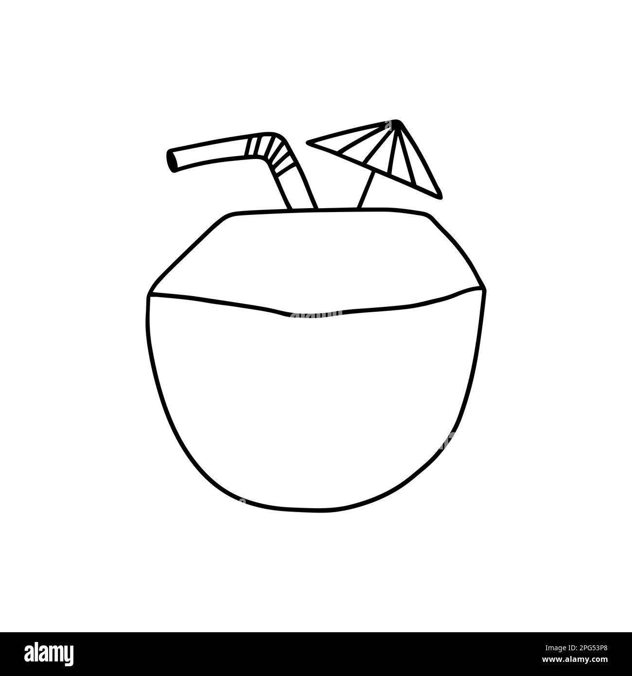 Coconut cocktail doodle illustration Stock Vector Image & Art Alamy