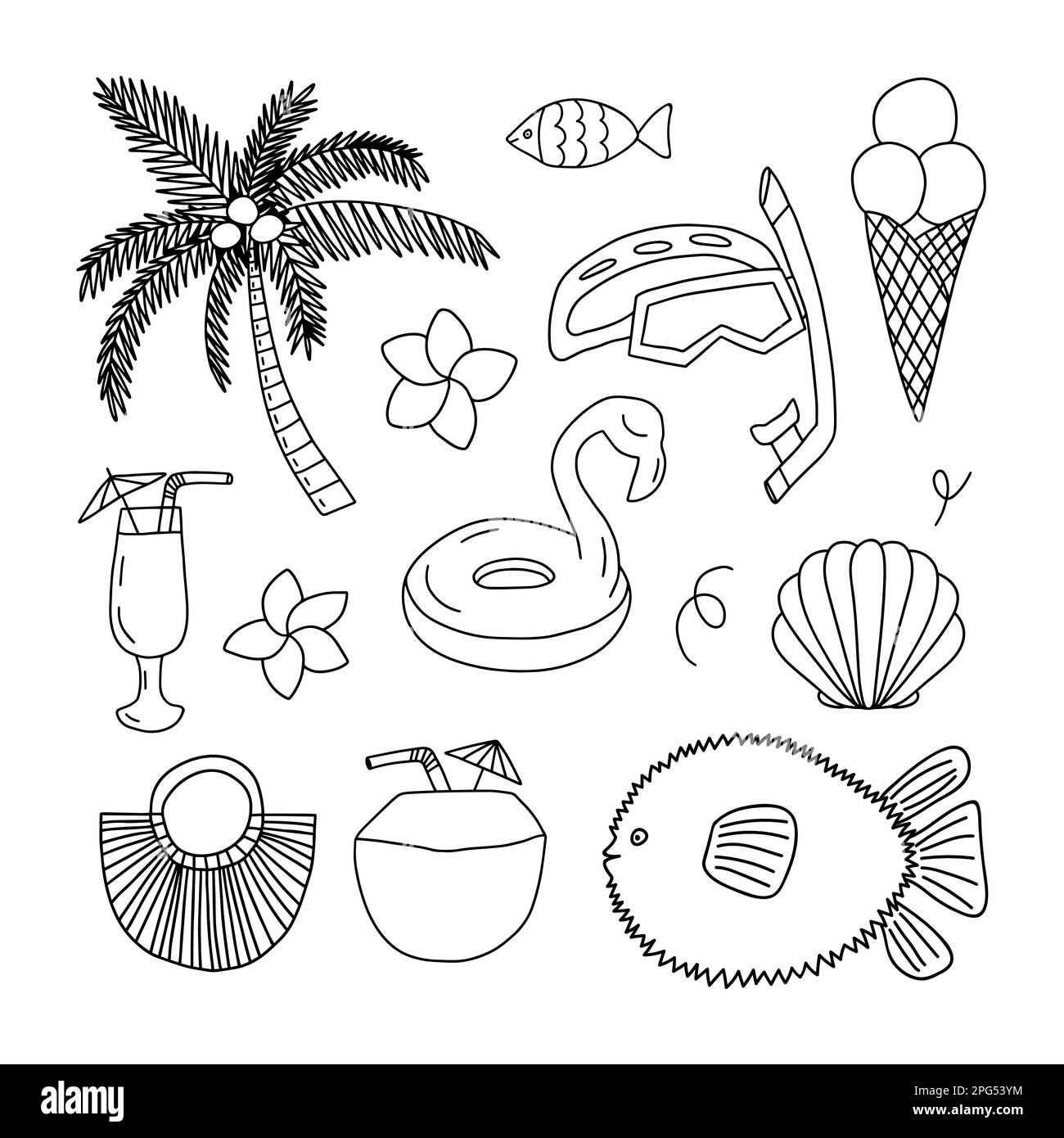 Summer doodle stickers set Stock Vector Image & Art - Alamy