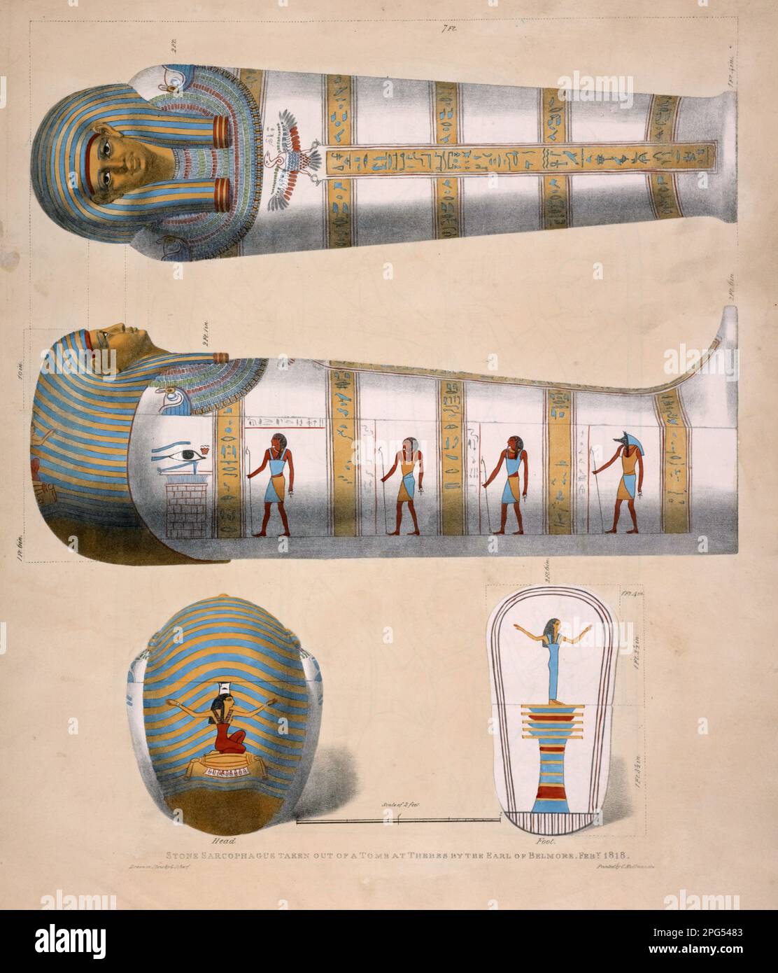 Stone Sarcophagus taken out of a tomb at Thebes Egypt in Feb 1818 by Irish Nobleman Somerset Lowry-Corry, 1774 – 1841, the 2nd Earl Belmore Stock Photo