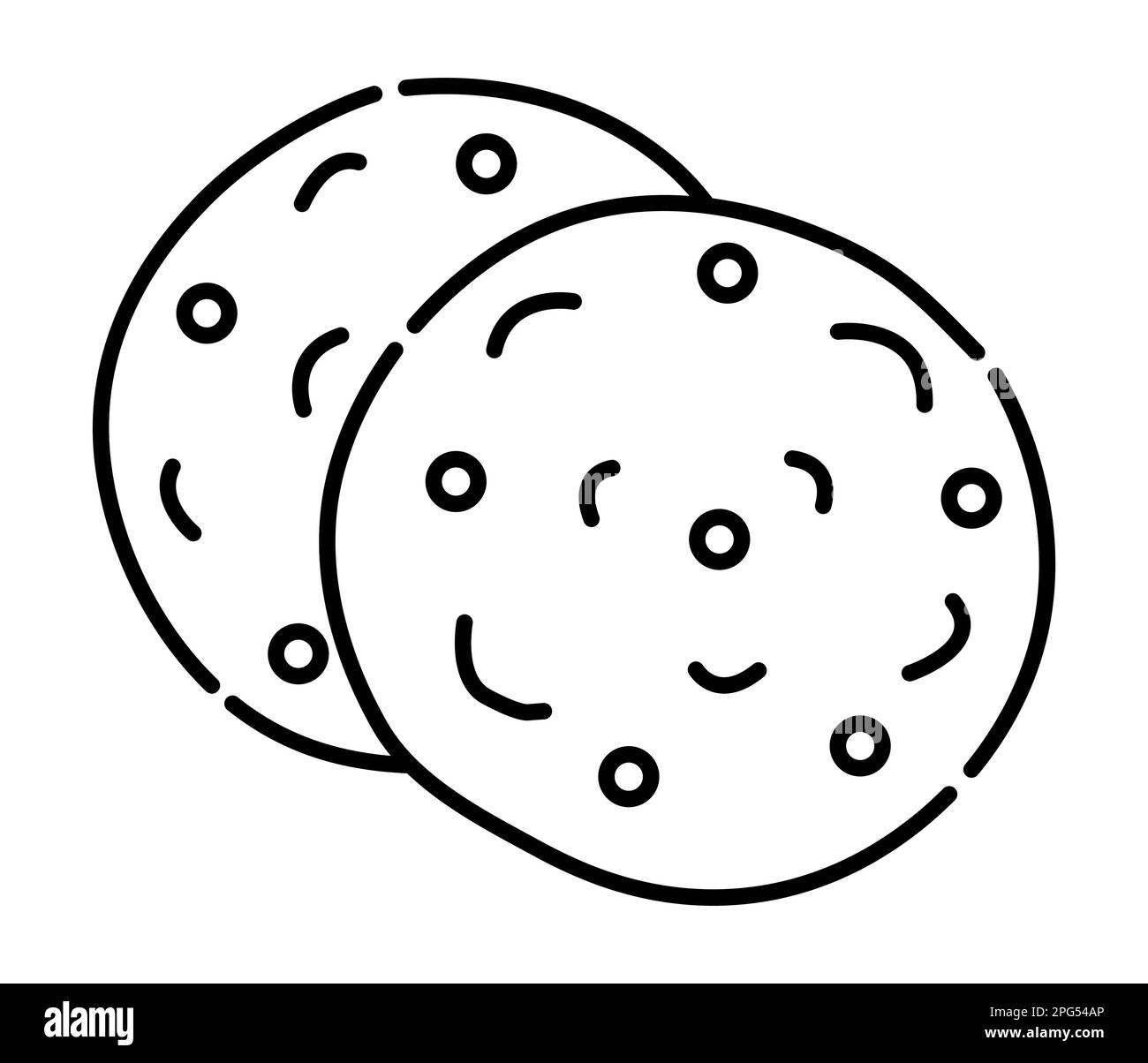 Cookie black and white vector line illustration Stock Vector