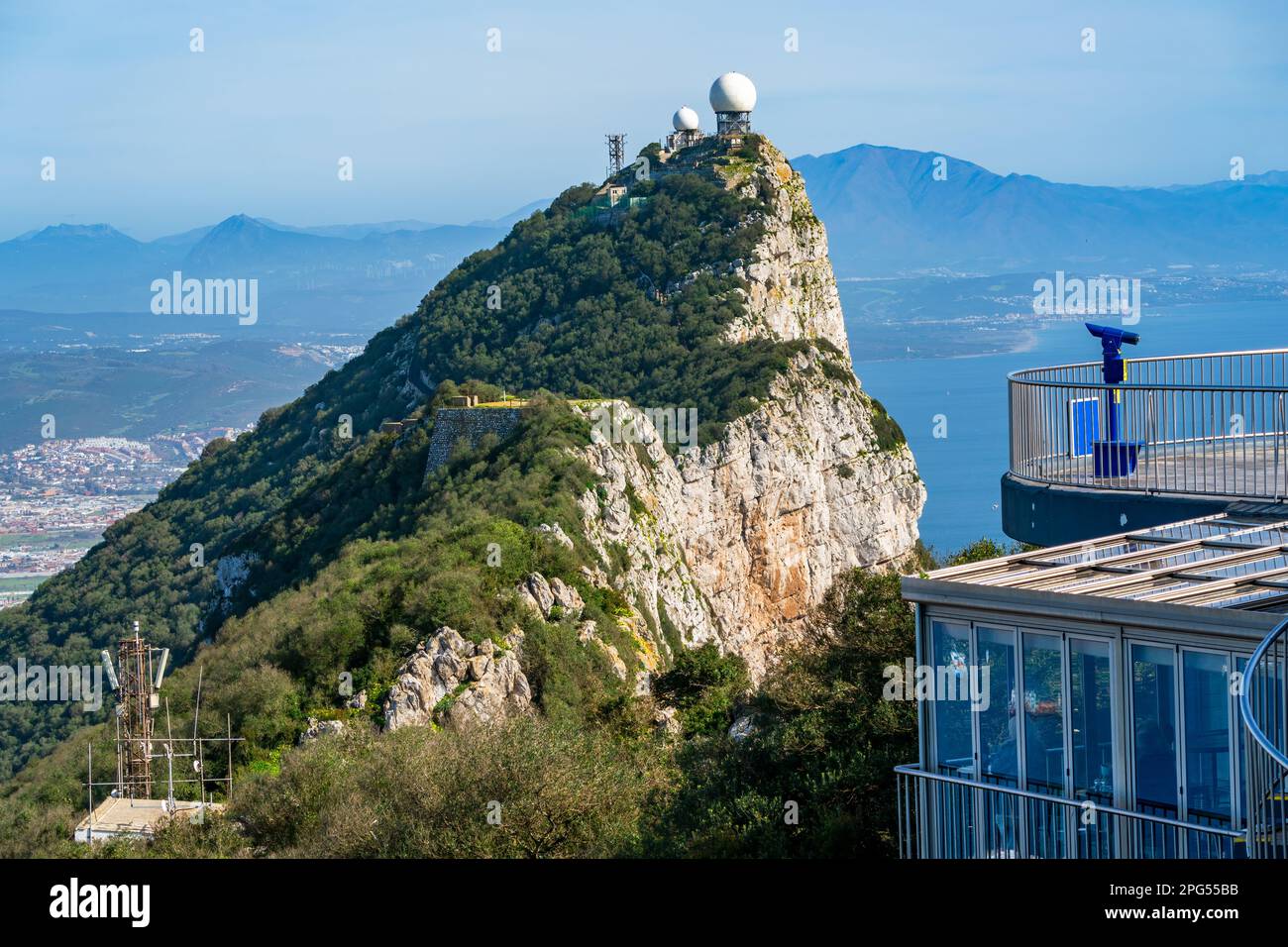 View of the Rock of Gibraltar in Gibraltar, a British Overseas Territory Stock Photo