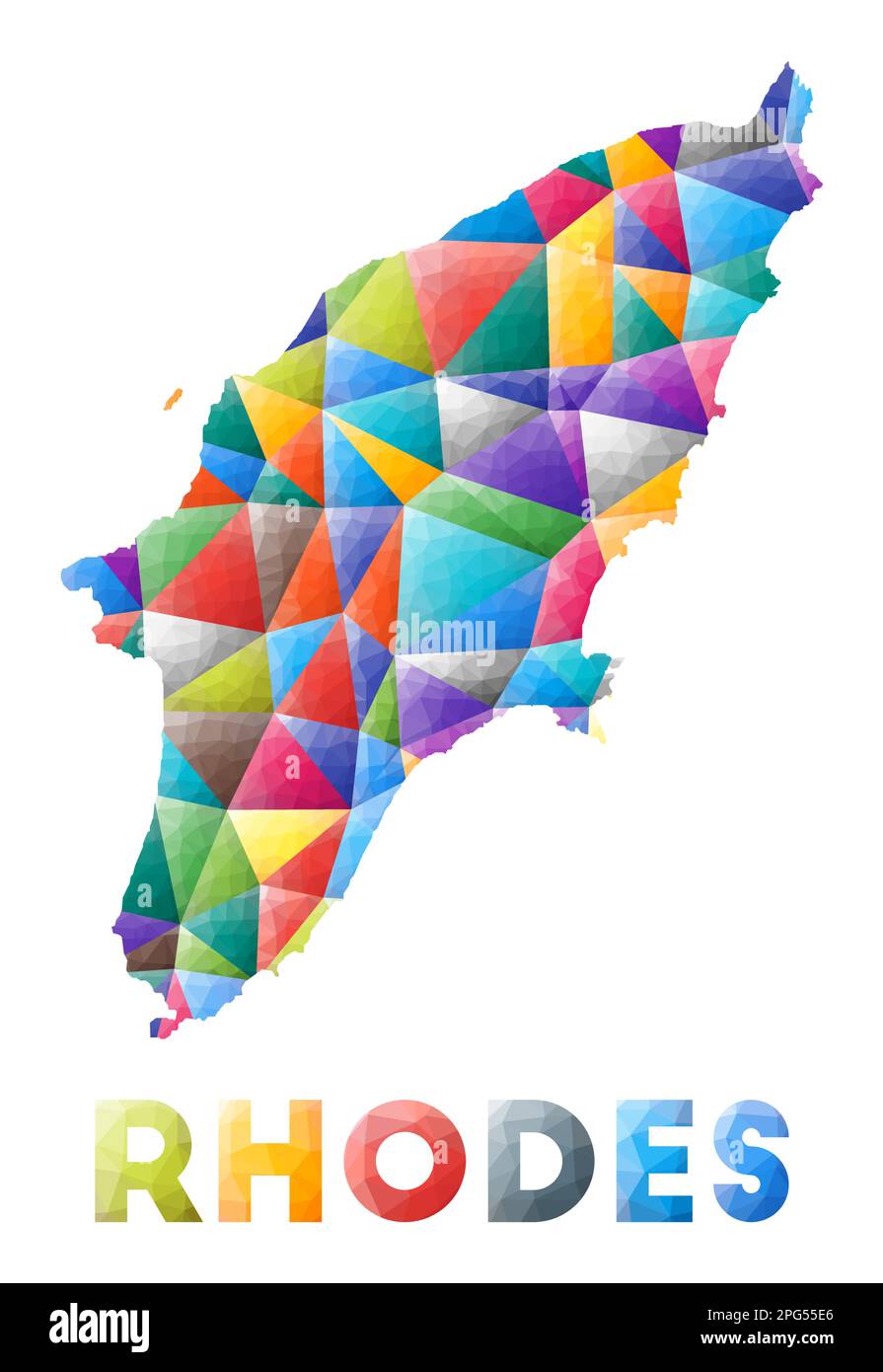 Rhodes Colorful Low Poly Island Shape Multicolor Geometric Triangles