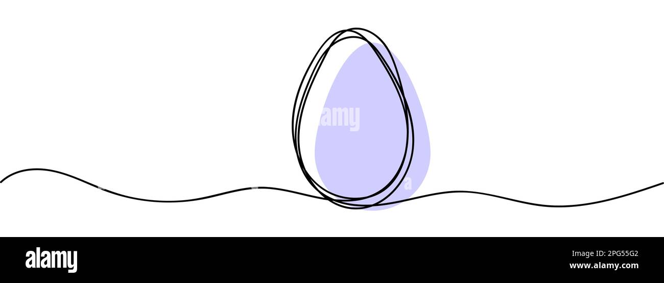 Continuous one line drawing of egg with abstact shape. Vector illustration design element for Easter holidays Stock Vector