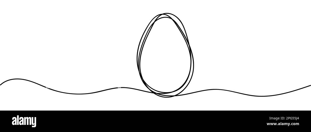 Continuous one line drawing of egg. Vector illustration design element for Easter holidays Stock Vector