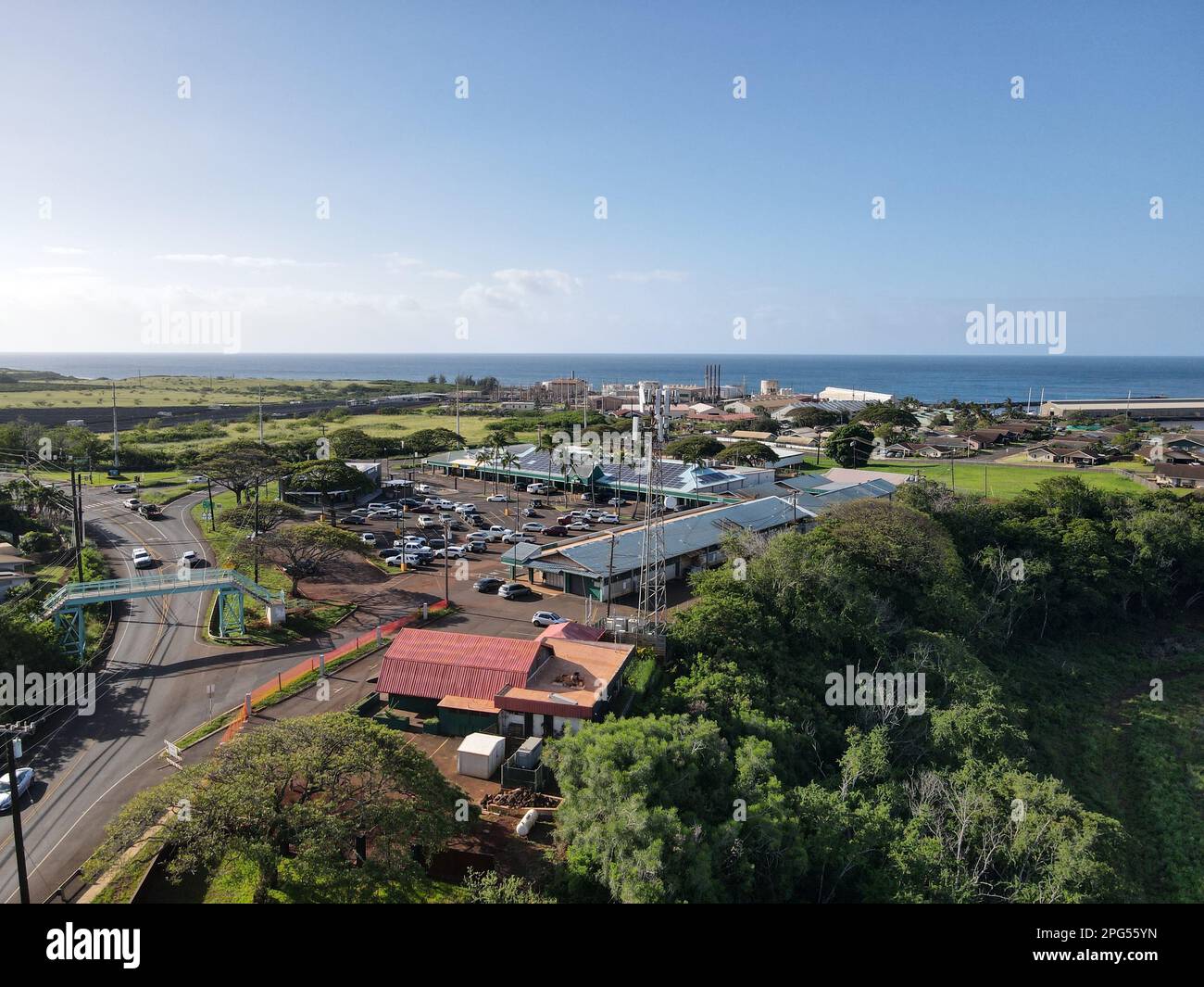 Aerial view of the shopping center at Eleele on Kauai Stock Photo Alamy