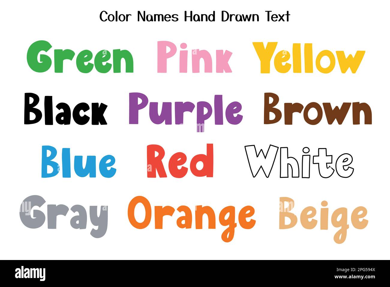 Color names set with hand drawn text. Great for activity pages and ...
