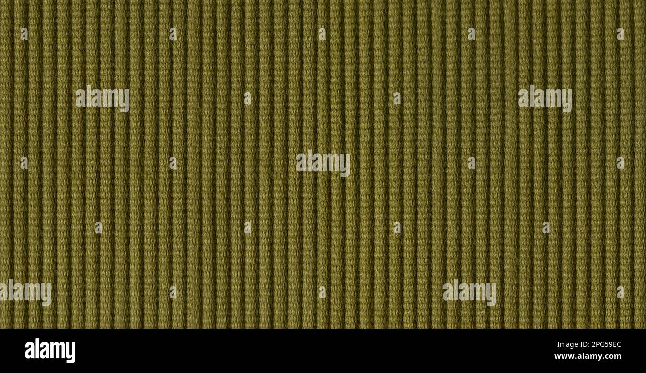 khaki green striped cotton fabric pattern Stock Photo