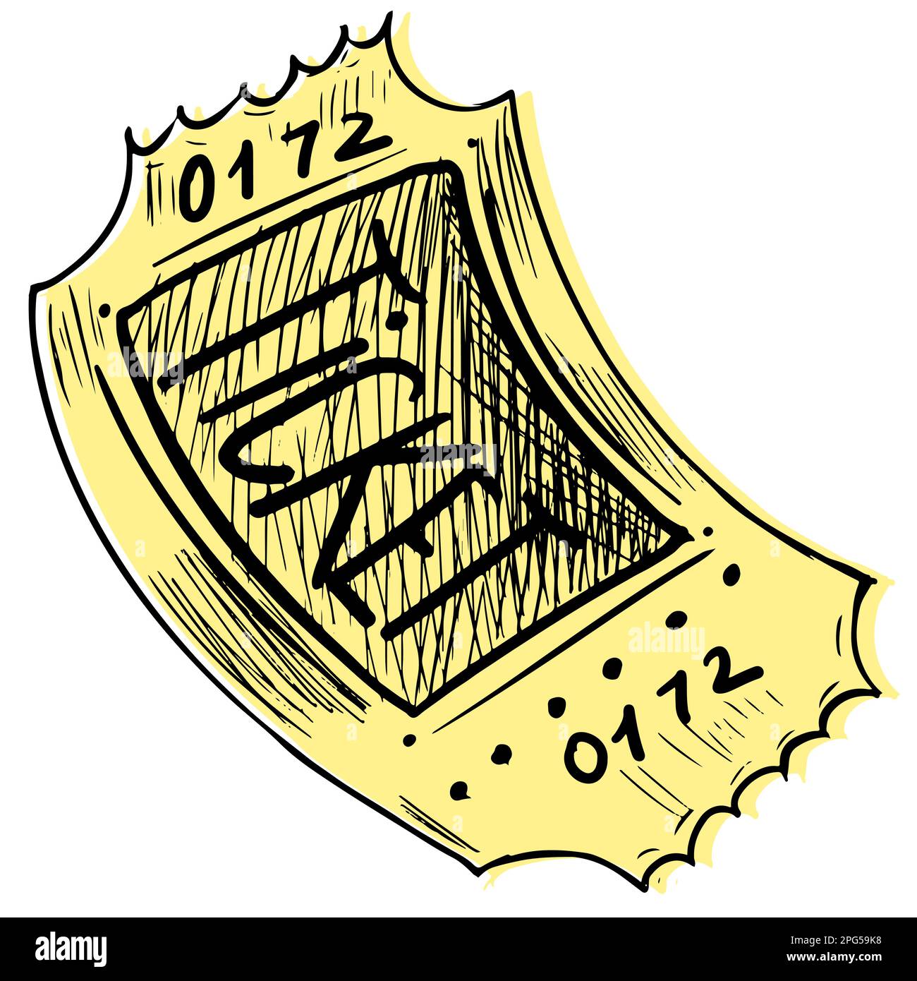 golden-ticket-in-sketch-style-on-a-white-background-stock-vector-image
