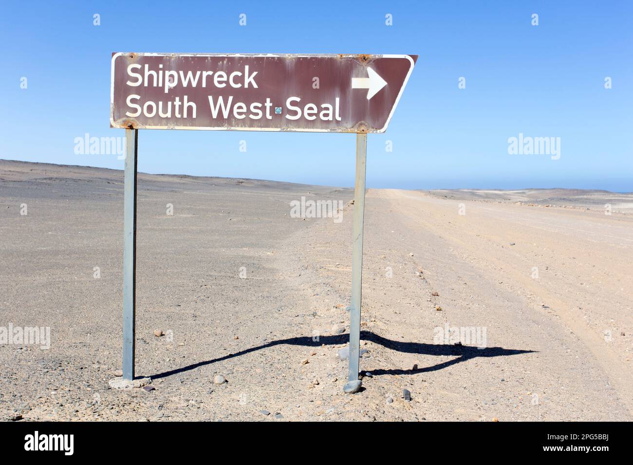 Skeleton Coast, Namibia - August 10, 2018: view of shipwreck sign Stock ...