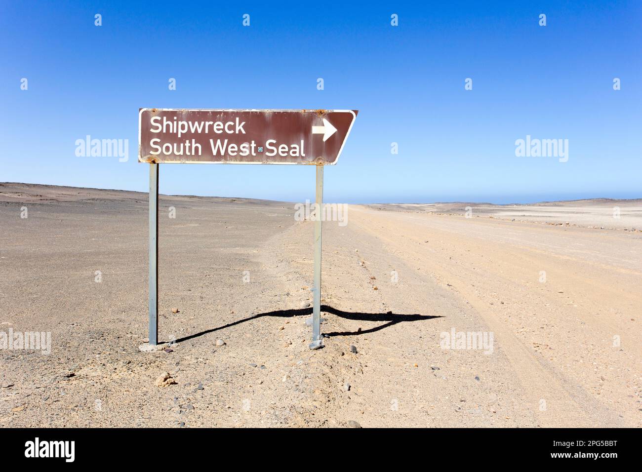 Skeleton Coast, Namibia - August 10, 2018: view of shipwreck sign Stock ...
